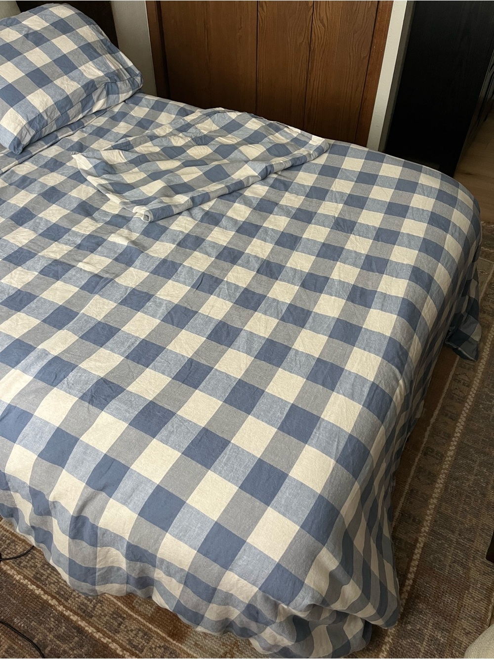 Piglet in Bed Blueberry Plaid Emsworth Full/Queen Duvet and Pillowcase Set - Picture 4 of 9